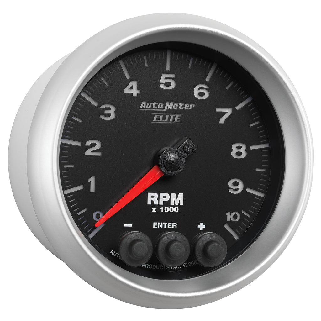 AutoMeter 5697 GAUGE, TACH, 3 3/8", 10K RPM, IN-DASH W/ SHIFT LIGHT & PEAK MEM, ELITE