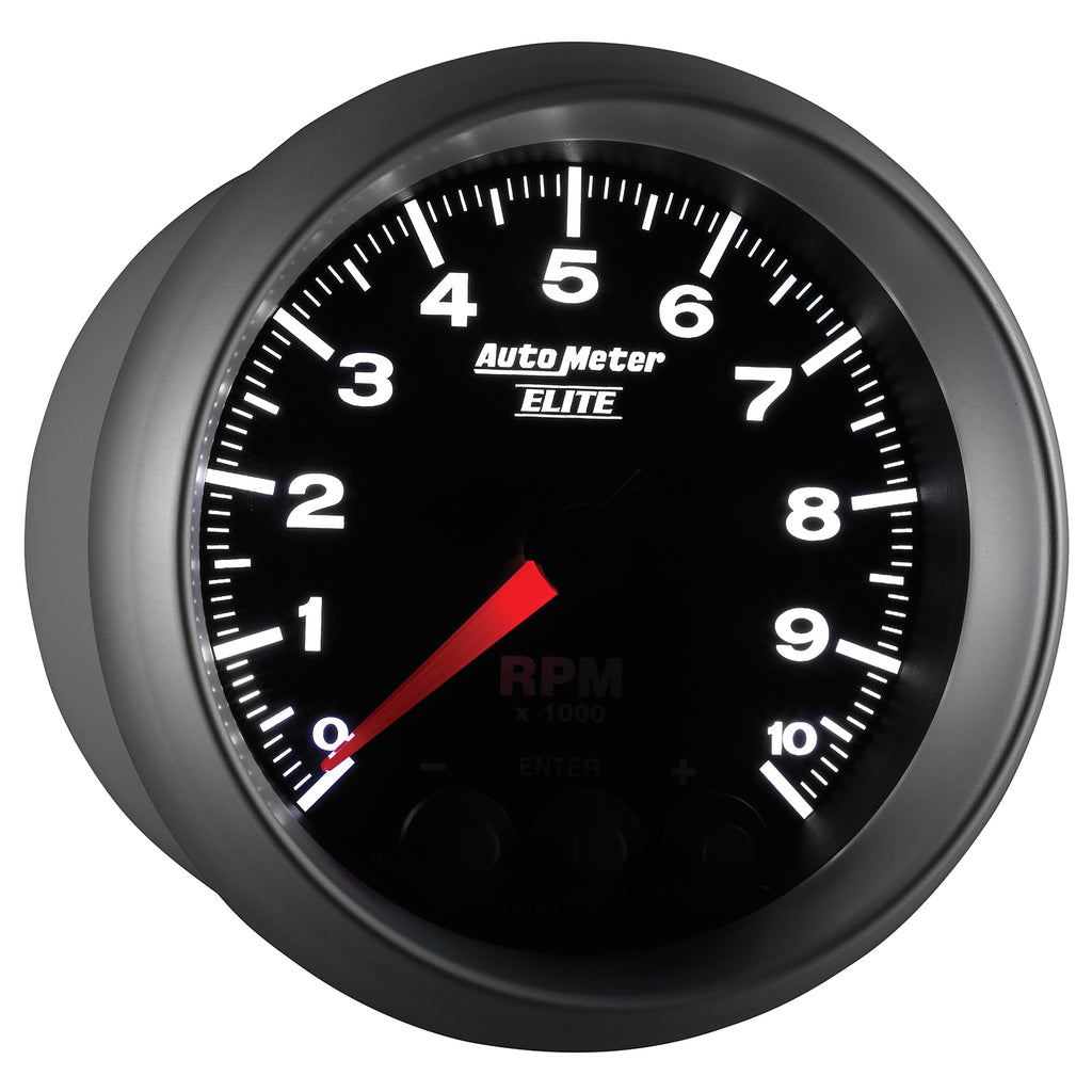 AutoMeter 5697 GAUGE, TACH, 3 3/8", 10K RPM, IN-DASH W/ SHIFT LIGHT & PEAK MEM, ELITE