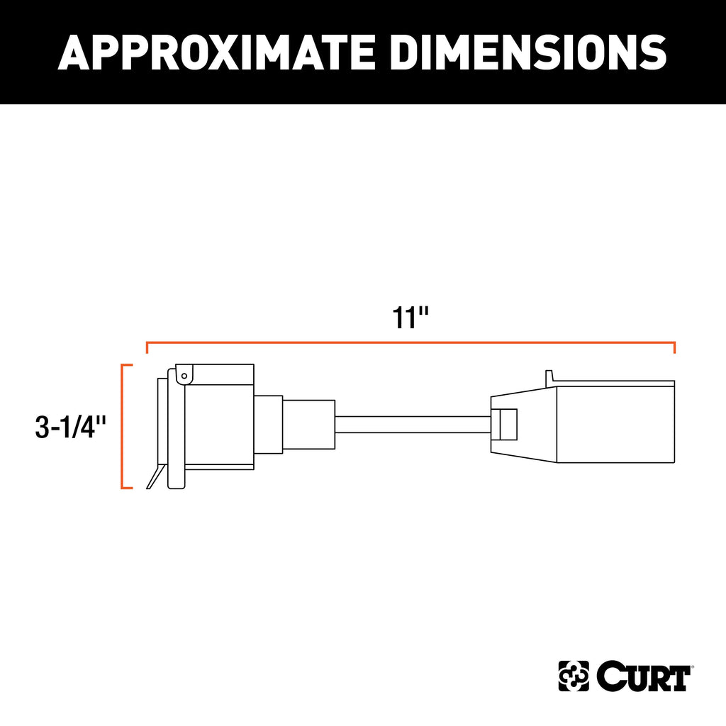 CURT 57003 7-Way RV Blade LED Electrical Adapter (Not a Wiring Extension)
