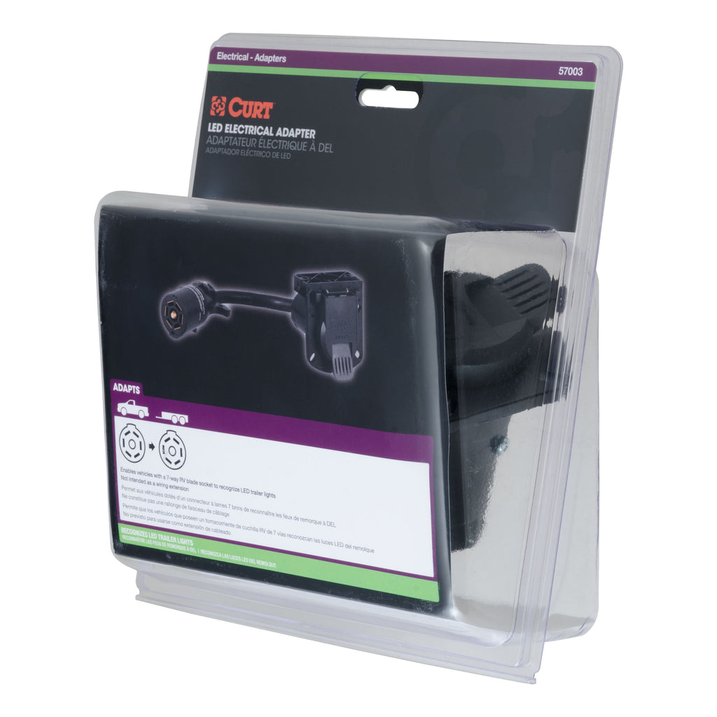 CURT 57003 7-Way RV Blade LED Electrical Adapter (Not a Wiring Extension)