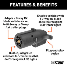Load image into Gallery viewer, CURT 57004 LED Electrical Adapter (7-Way RV Blade Vehicle to 4 or 5-Way Flat Trailer)