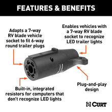 Load image into Gallery viewer, CURT 57005 LED Electrical Adapter (7-Way RV Blade Vehicle to 6-Way Round Trailer)