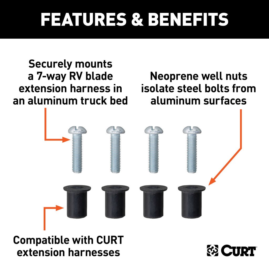 CURT 57007 Custom Wiring Harness Extension Isolator Kit for Aluminum Truck Beds