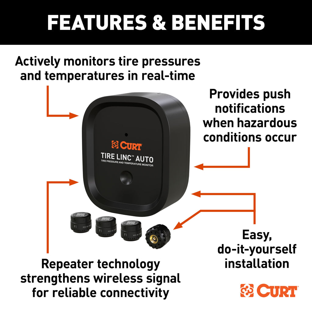 CURT 57009 Tire Linc Auto Advanced TPMS Tire Pressure Monitoring System