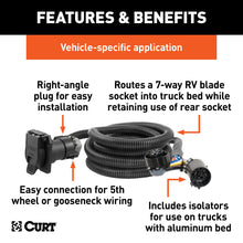 Load image into Gallery viewer, CURT 57010 10' Custom Wiring Extension Harness (Adds 7-Way RV Blade to Truck Bed, Packaged) for Select Ford F-150, Ford F-250 Super Duty, Ford F-350 Super Duty, Ford F-450 Super Duty