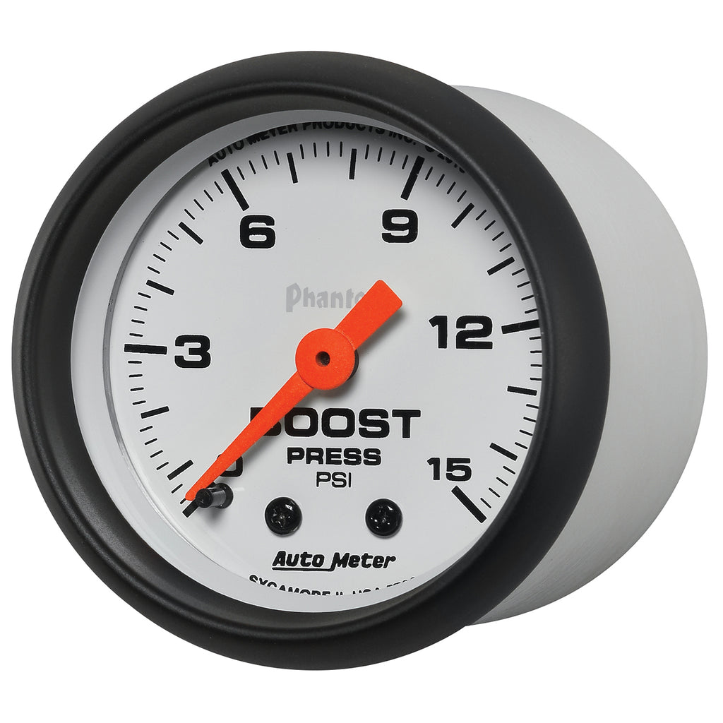 AutoMeter 5702 GAUGE, BOOST, 2 1/16", 15PSI, MECHANICAL, PHANTOM