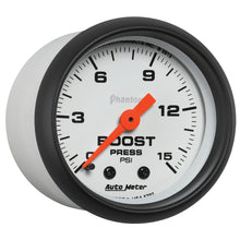 Load image into Gallery viewer, AutoMeter 5702 GAUGE, BOOST, 2 1/16", 15PSI, MECHANICAL, PHANTOM