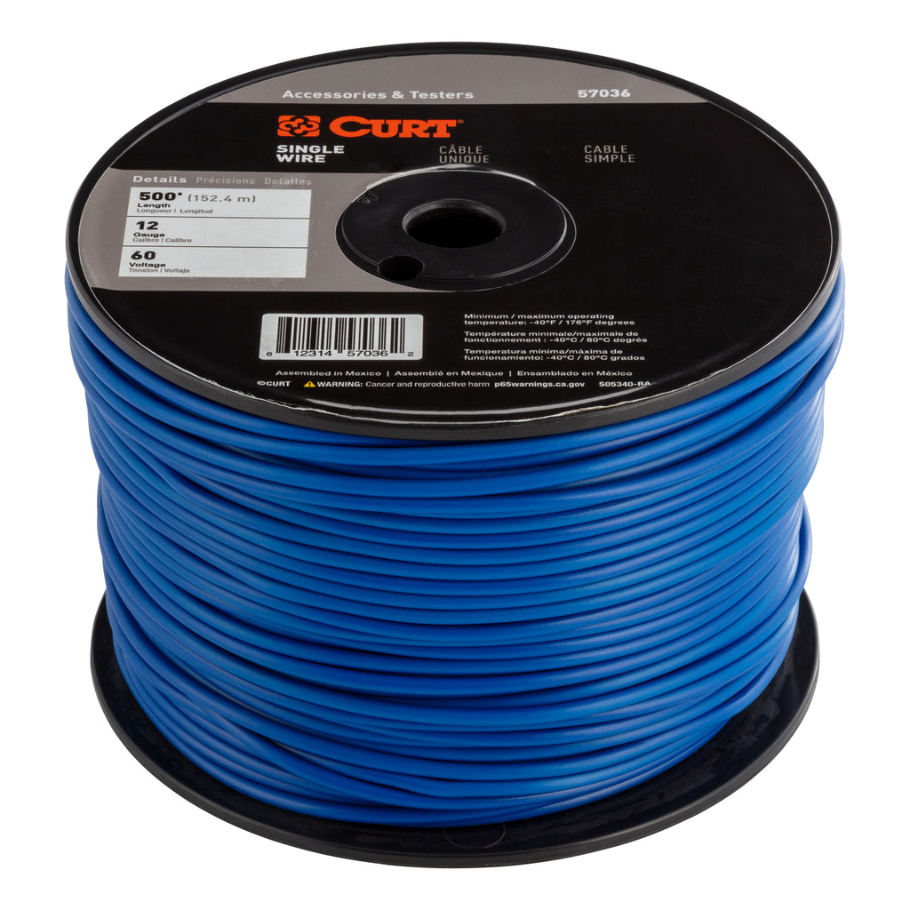 CURT 57036 Automotive Primary Wire, Blue 500' Spool