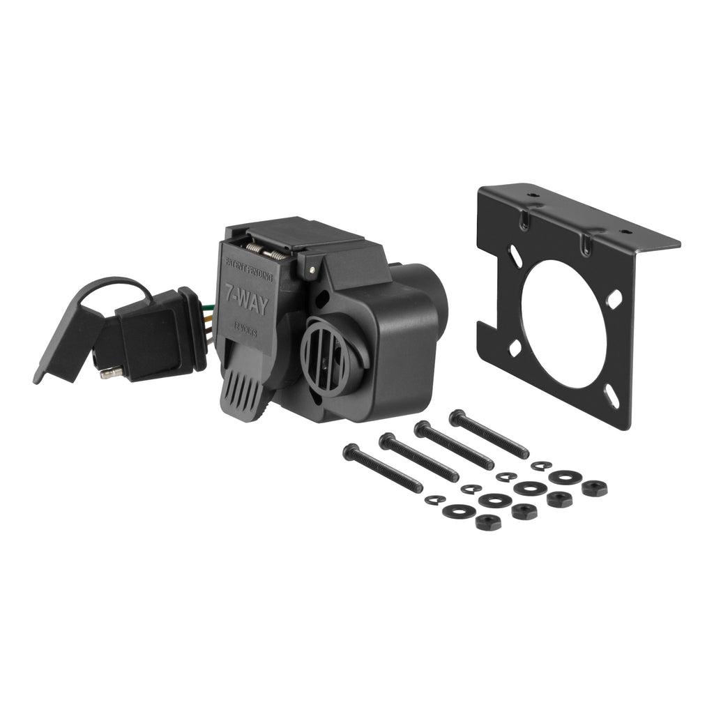 CURT 57101 Dual-Output 7 & 4-Way Connector with Backup Alarm (Plugs into USCAR) for Select Audi Q7, Buick Enclave, Buick Rainier, Cadillac Escalade, Cadillac Escalade ESV, Cadillac Escalade EXT, Cadillac XT5, Cadillac XT6, Chevrolet Avalanche, Chevrolet