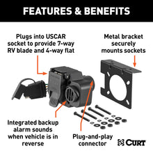 Load image into Gallery viewer, CURT 57101 Dual-Output 7 &amp; 4-Way Connector with Backup Alarm (Plugs into USCAR) for Select Audi Q7, Buick Enclave, Buick Rainier, Cadillac Escalade, Cadillac Escalade ESV, Cadillac Escalade EXT, Cadillac XT5, Cadillac XT6, Chevrolet Avalanche, Chevrolet