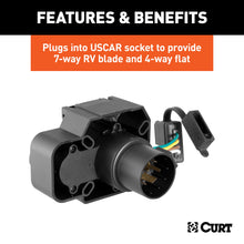 Load image into Gallery viewer, CURT 57101 Dual-Output 7 &amp; 4-Way Connector with Backup Alarm (Plugs into USCAR) for Select Audi Q7, Buick Enclave, Buick Rainier, Cadillac Escalade, Cadillac Escalade ESV, Cadillac Escalade EXT, Cadillac XT5, Cadillac XT6, Chevrolet Avalanche, Chevrolet