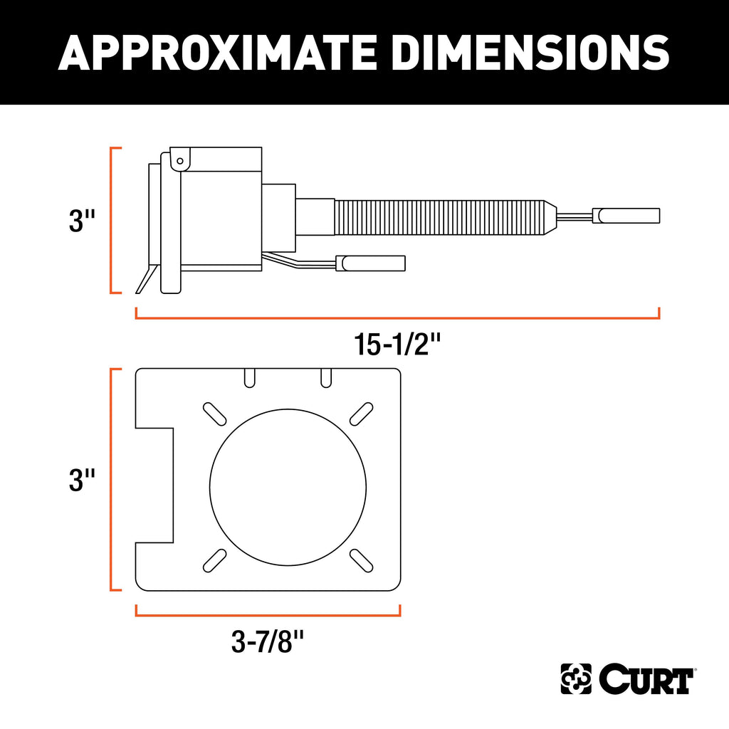 CURT 57102 Dual-Output Adapter with Backup Alarm (4-Way Flat to 7-Way RV Blade Trailer)