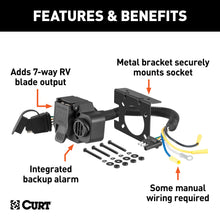Load image into Gallery viewer, CURT 57102 Dual-Output Adapter with Backup Alarm (4-Way Flat to 7-Way RV Blade Trailer)