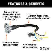 Load image into Gallery viewer, CURT 57183 Electrical Adapter (4-Way Flat Vehicle to 6-Way Round Trailer)