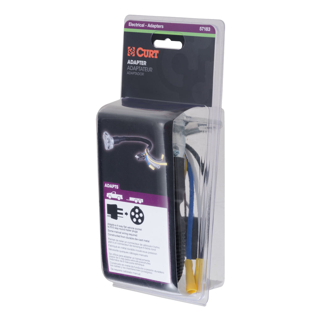 CURT 57183 Electrical Adapter (4-Way Flat Vehicle to 6-Way Round Trailer)