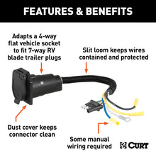 Load image into Gallery viewer, CURT 57184 Electrical Adapter (4-Way Flat Vehicle to 7-Way RV Blade Trailer)