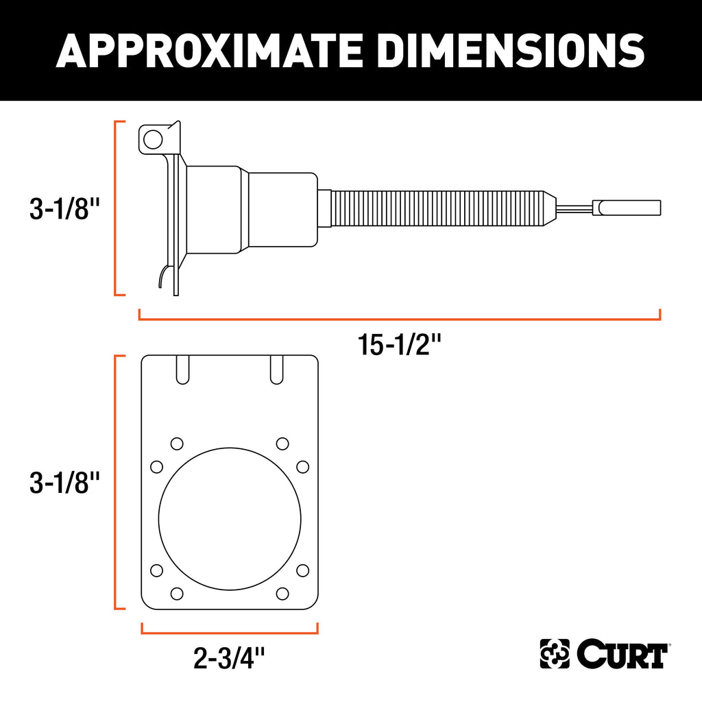 CURT 57185 Electrical Adapter with Bracket (4-Way Flat Vehicle to 7-Way RV Blade Trailer)