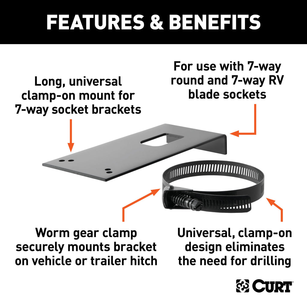 CURT 57202 Connector Bracket Mount for 7-Way Bracket (Packaged)