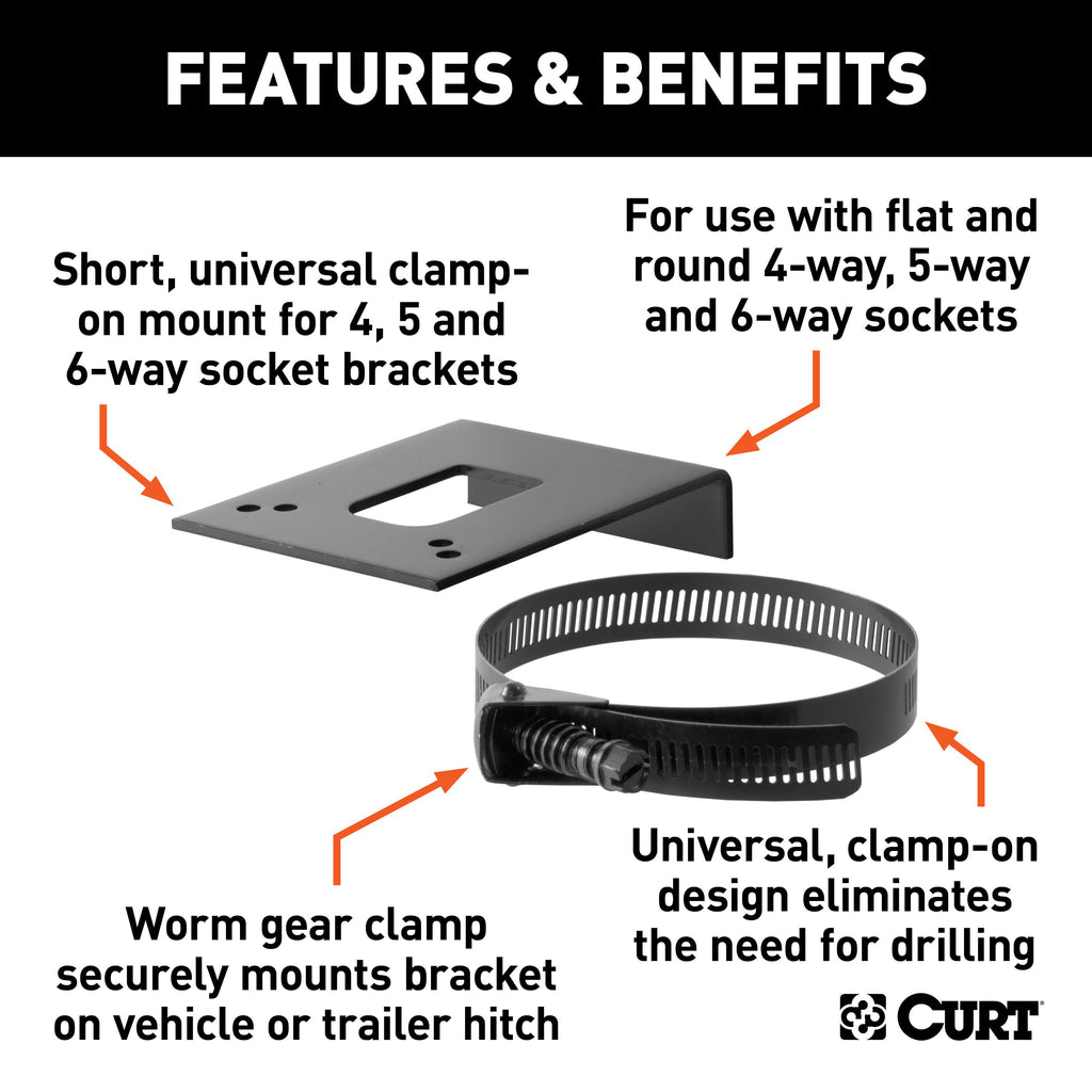 CURT 57203 Connector Bracket Mounts for 4, 5, 6, and 7-Way Brackets (12-Pack)