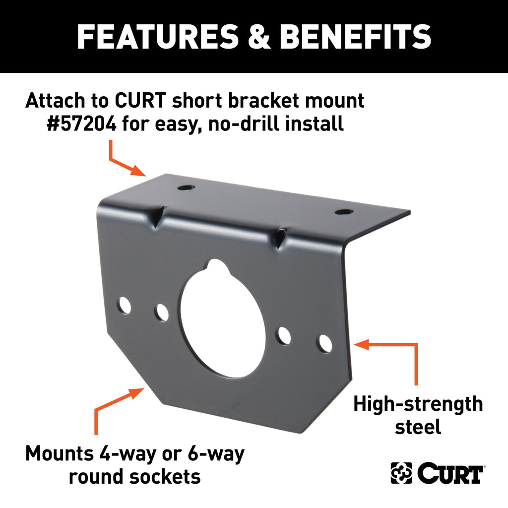 CURT 57208 Connector Mounting Bracket for 4-Way & 6-Way Round (Packaged)