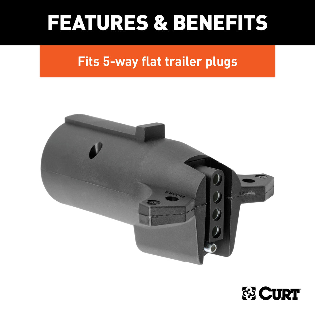 CURT 57251 Electrical Adapter (7-Way RV Blade Vehicle to 5-Way Flat Trailer, Packaged)