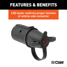 Load image into Gallery viewer, CURT 57255 Adapter with Tester (7-Way RV Blade to 6-Round Trailer, Center Pin Auxiliary)