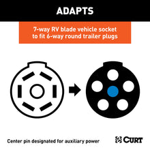 Load image into Gallery viewer, CURT 57260 Adapter (7-Way RV Blade to 6-Way Round Trailer, Center Pin Auxiliary)