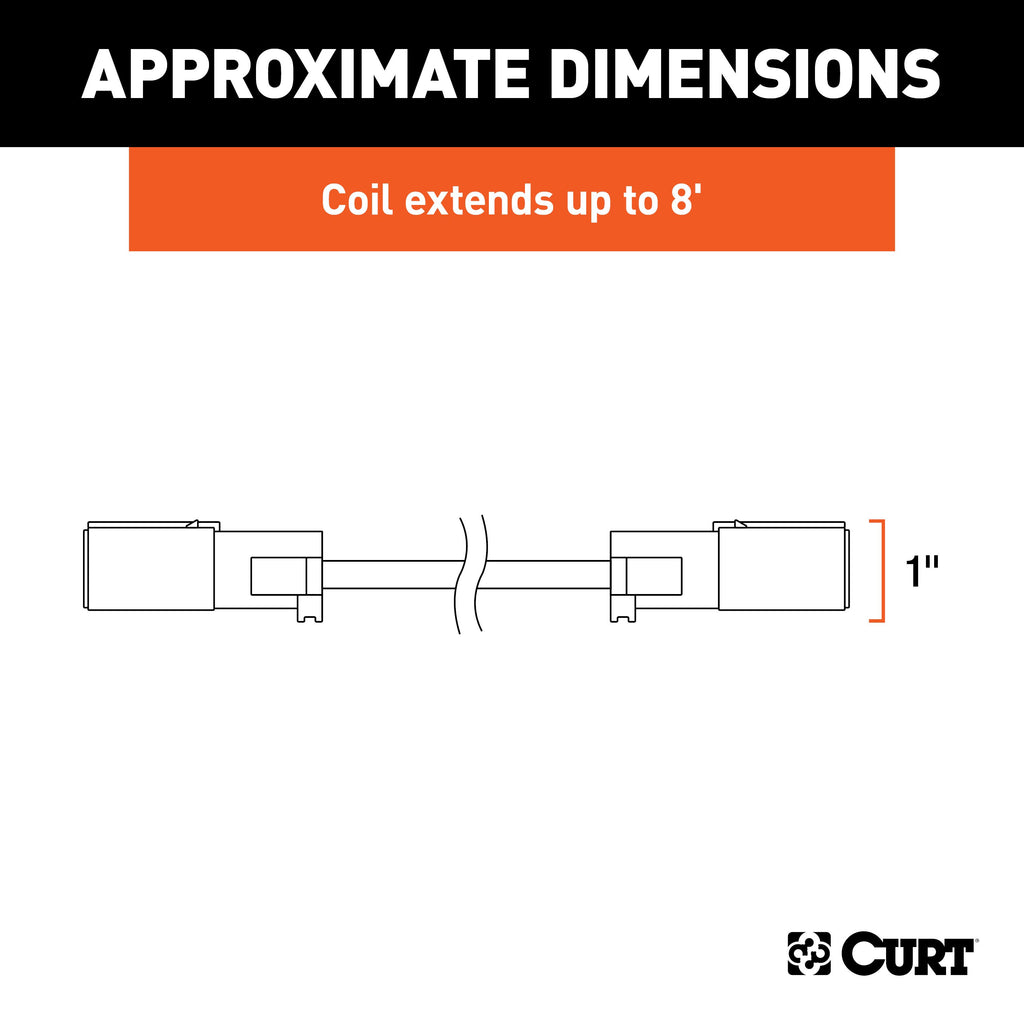 CURT 57286 8' Dinghy Towing Electrical Extension & Sockets (6-Way Round)
