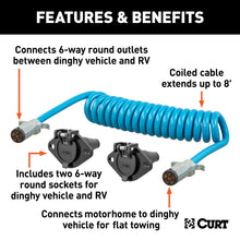 Load image into Gallery viewer, CURT 57286 8' Dinghy Towing Electrical Extension &amp; Sockets (6-Way Round)