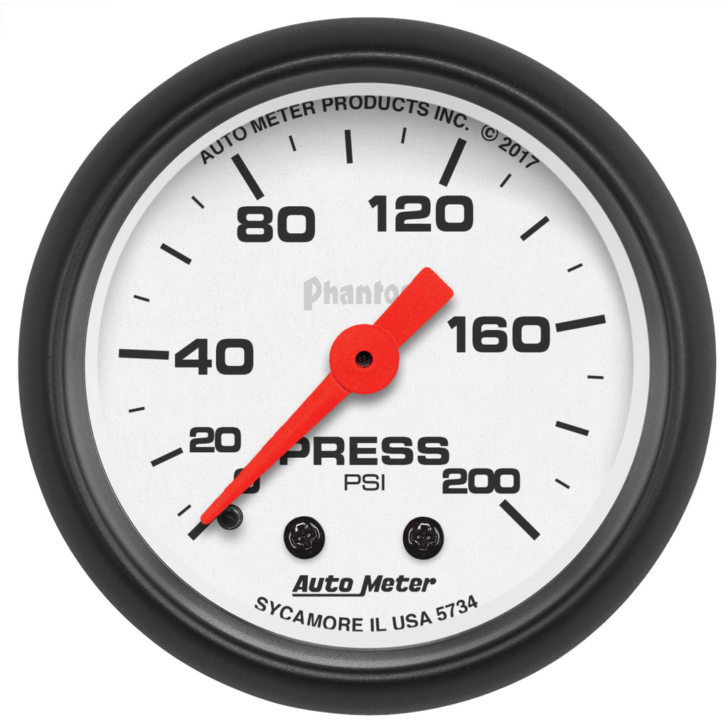 AutoMeter 5734 GAUGE, PRESSURE, 2 1/16", 200PSI, MECHANICAL, PHANTOM