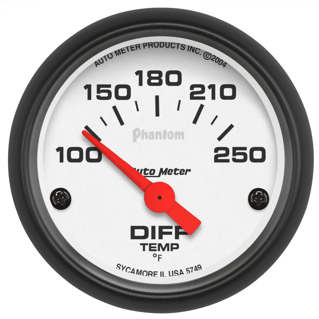 AutoMeter 5749 GAUGE, DIFFERENTIAL TEMP, 2 1/16", 100-250?F, ELECTRIC, PHANTOM
