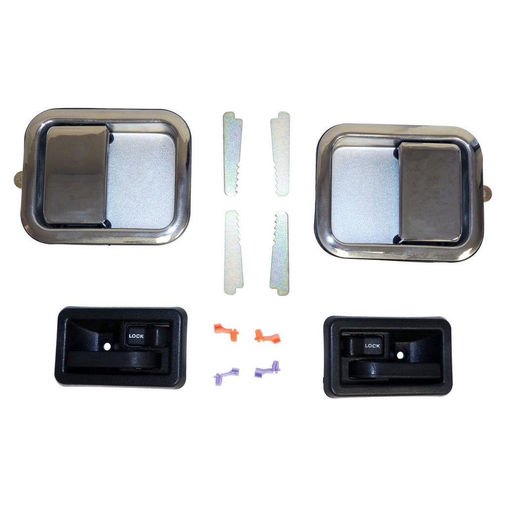 Crown Automotive Jeep Replacement 5758172MK Full Interior and Exterior Chrome Door Handle Kit for 82-06 Jeep CJ-7, 8, YJ, TJ for Select Jeep CJ7, Jeep Scrambler, Jeep TJ, Jeep Wrangler