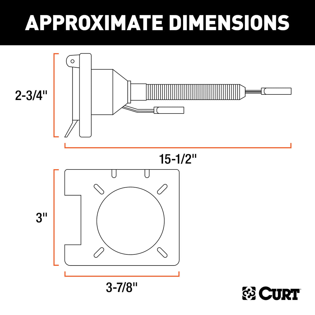 CURT 57604 Dual-Output Electrical Adapter (Adds 6-Way Round to 4-Way Flat)