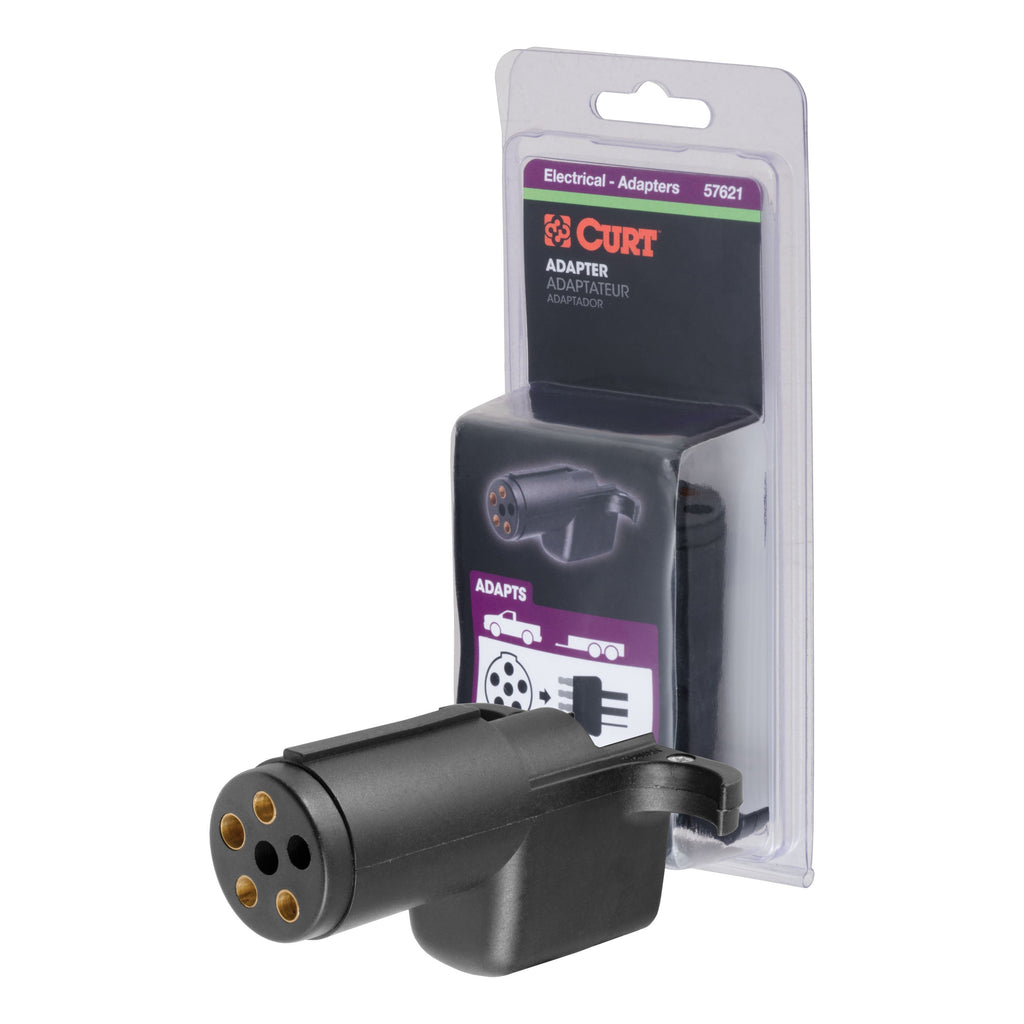 CURT 57621 Electrical Adapter (6-Way Round Vehicle to 4-Way Flat Trailer)