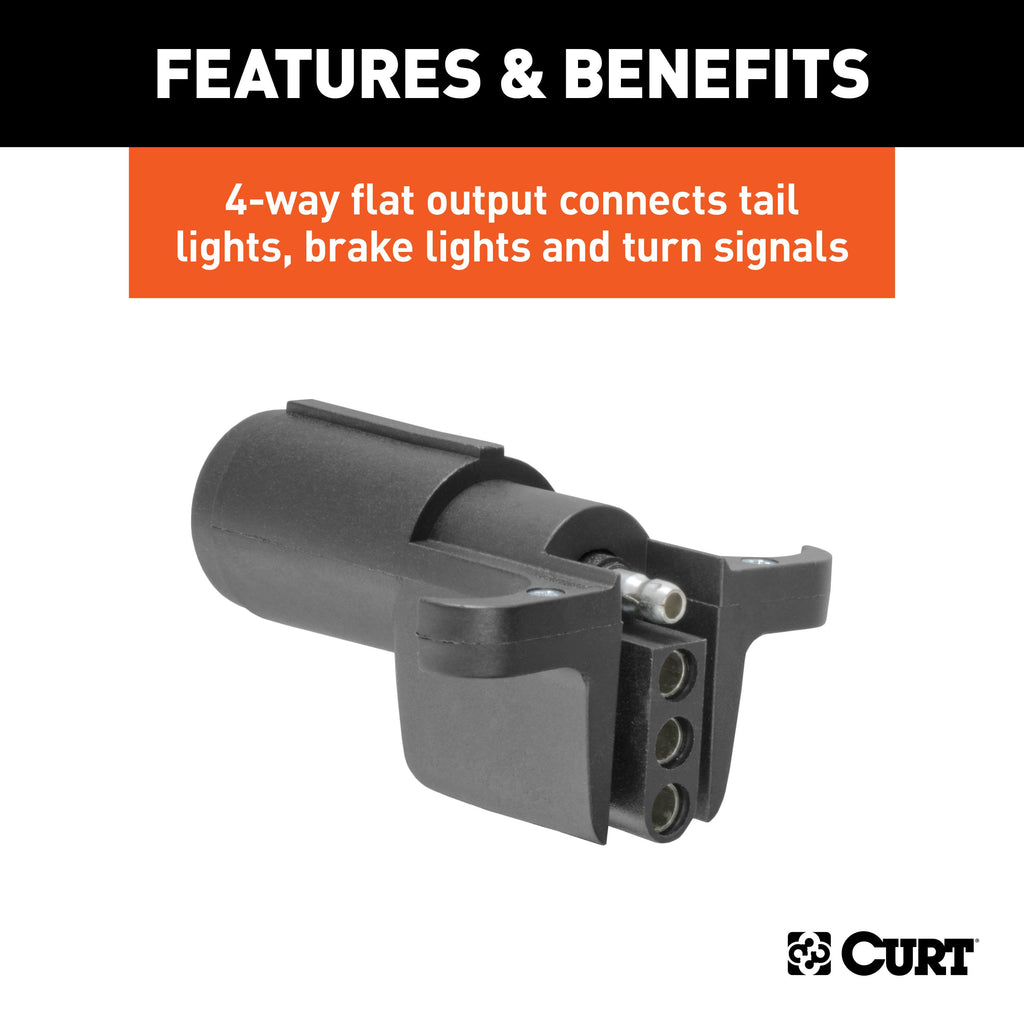 CURT 57621 Electrical Adapter (6-Way Round Vehicle to 4-Way Flat Trailer)