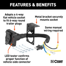 Load image into Gallery viewer, CURT 57626 Electrical Adapter with Tester (4-Way Flat Vehicle to 6-Way Round Trailer)