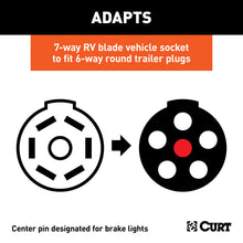 Load image into Gallery viewer, CURT 57661 Electrical Adapter (7-Way RV to 6-Round Trailer, Center Pin Brake, Packaged)