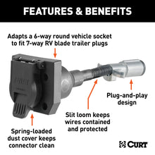 Load image into Gallery viewer, CURT 57667 Electrical Adapter (6-Way Round Vehicle to 7-Way RV Blade Trailer)