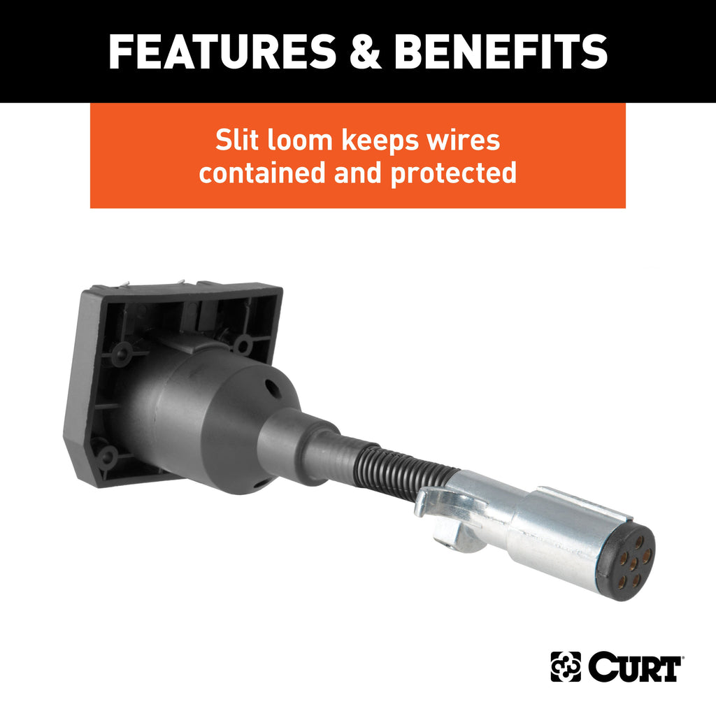 CURT 57667 Electrical Adapter (6-Way Round Vehicle to 7-Way RV Blade Trailer)