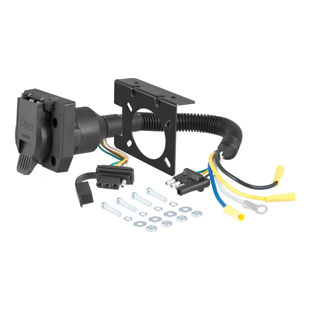 CURT 57672 Dual-Output Electrical Adapter (Adds 7-Way RV Blade to 4-Way Flat)