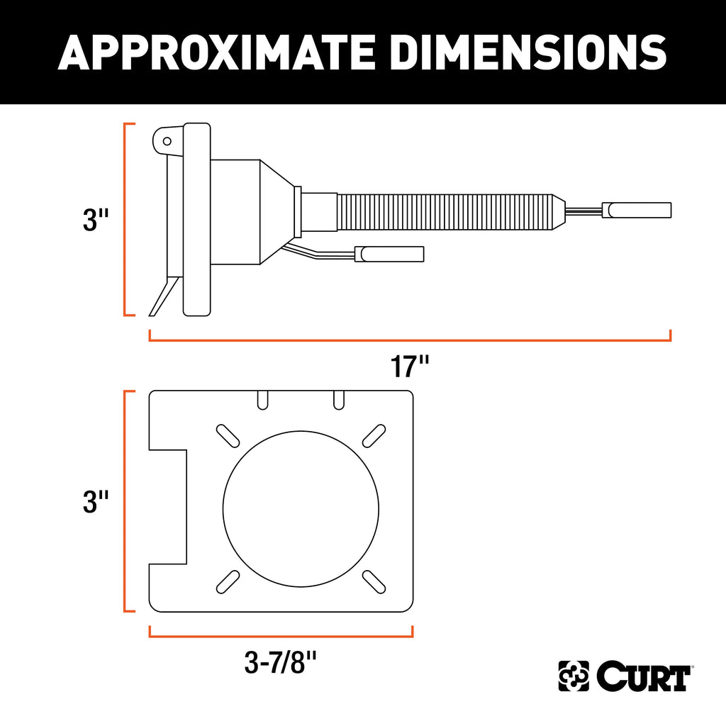 CURT 57672 Dual-Output Electrical Adapter (Adds 7-Way RV Blade to 4-Way Flat)