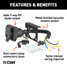 Load image into Gallery viewer, CURT 57672 Dual-Output Electrical Adapter (Adds 7-Way RV Blade to 4-Way Flat)