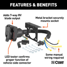 Load image into Gallery viewer, CURT 57674 Dual-Output Electrical Adapter with Tester (Adds 7-Way RV Blade to 4-Way Flat)