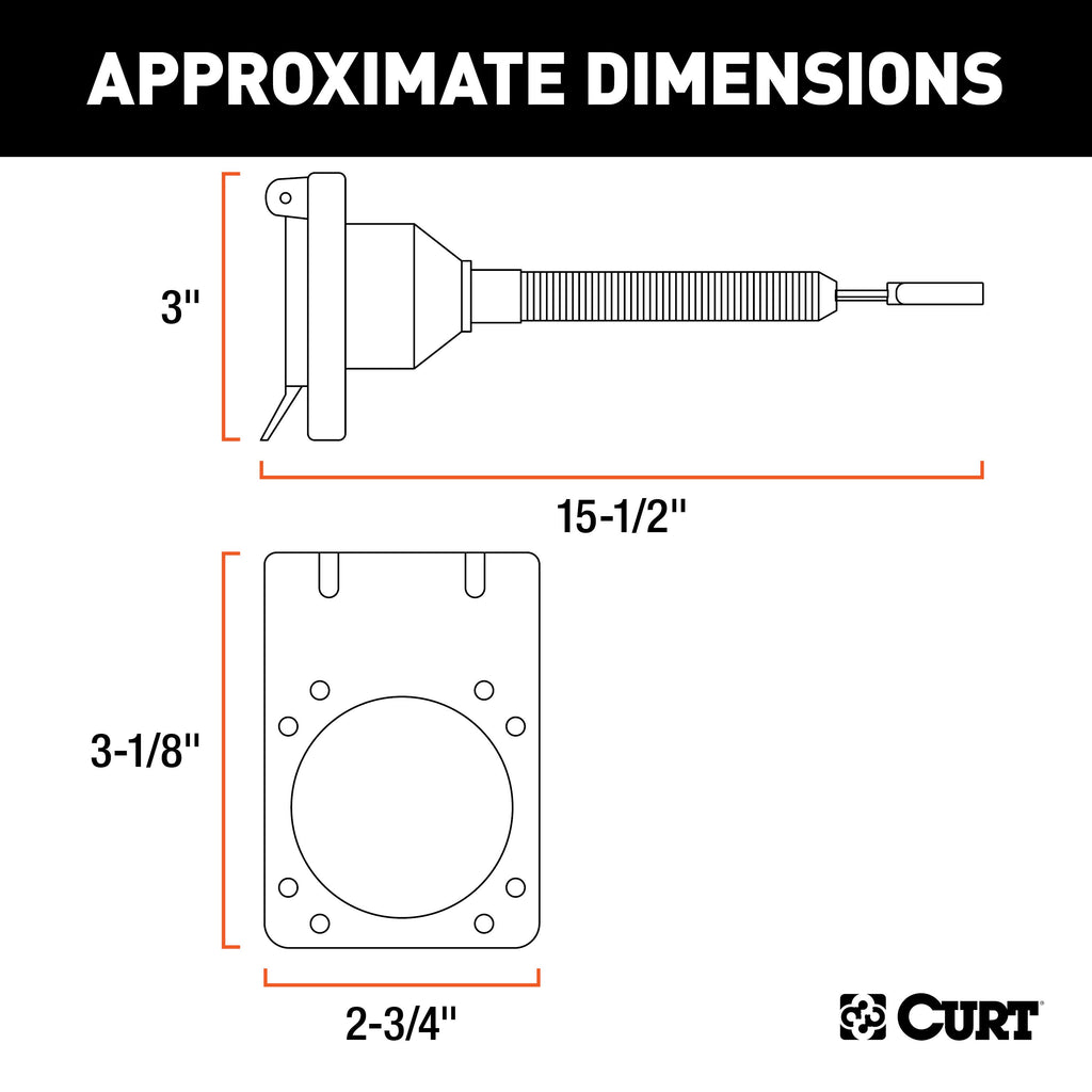 CURT 57676 Electrical Adapter with Tester (4-Way Flat Vehicle to 7-Way RV Blade Trailer)
