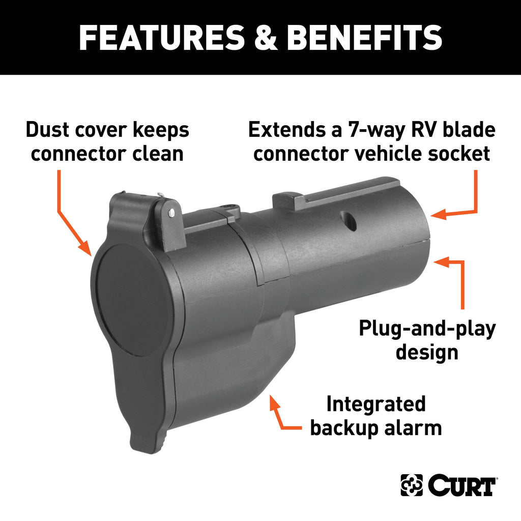 CURT 57727 Truck Back Up Alarm for 7-Way RV Blade (Packaged)