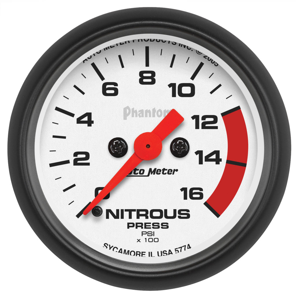 AutoMeter 5774 GAUGE, NITROUS PRESSURE, 2 1/16", 1600PSI, DIGITAL STEPPER MOTOR, PHANTOM