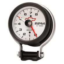 Load image into Gallery viewer, AutoMeter 5780-00406 GAUGE, TACHOMETER, 3 3/4", 8K RPM, PEDESTAL W/ RED LINE, CHEVY RED BOWTIE, WHITE