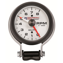 Load image into Gallery viewer, AutoMeter 5780-00406 GAUGE, TACHOMETER, 3 3/4", 8K RPM, PEDESTAL W/ RED LINE, CHEVY RED BOWTIE, WHITE
