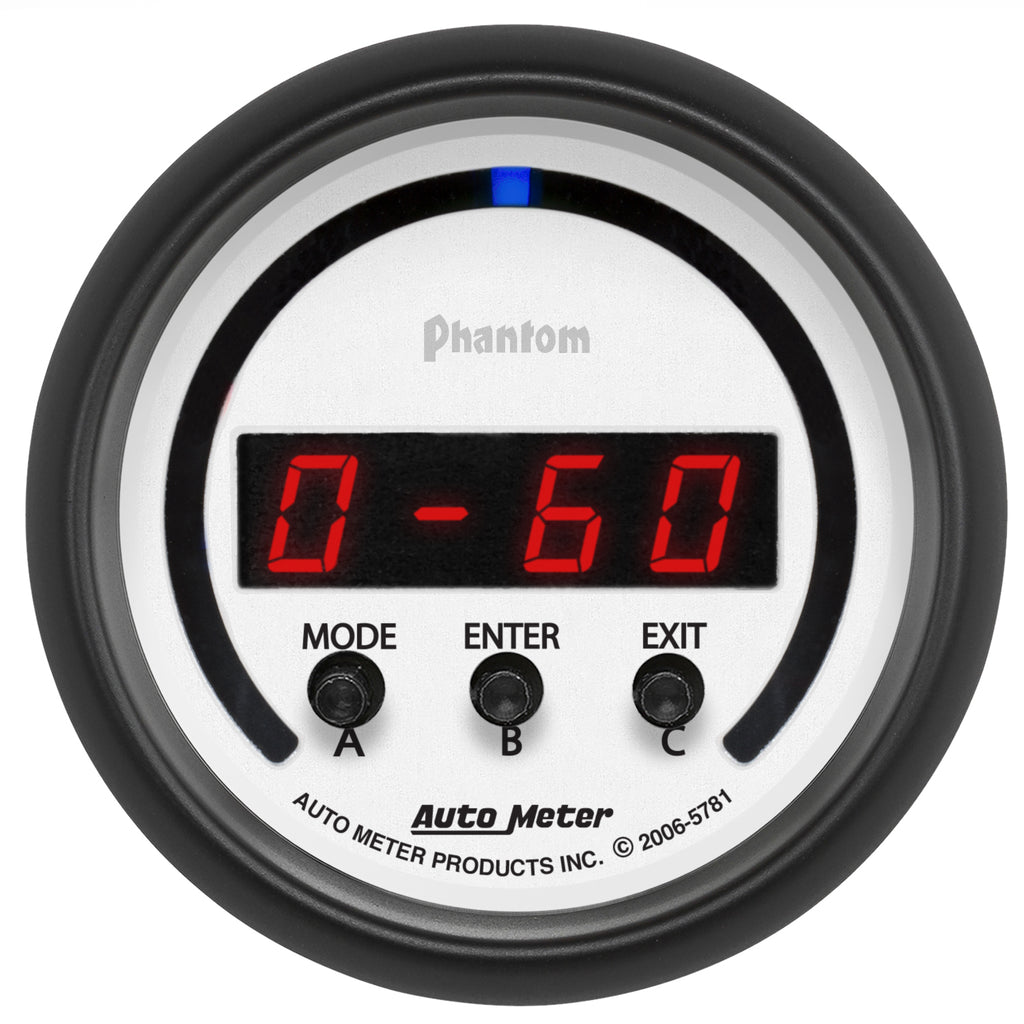 AutoMeter 5781 GAUGE, PERFORM METER, 2 1/16", 1/4 MILE/HP/0-60/60-0/G FORCES, DIGITAL, PHANTOM