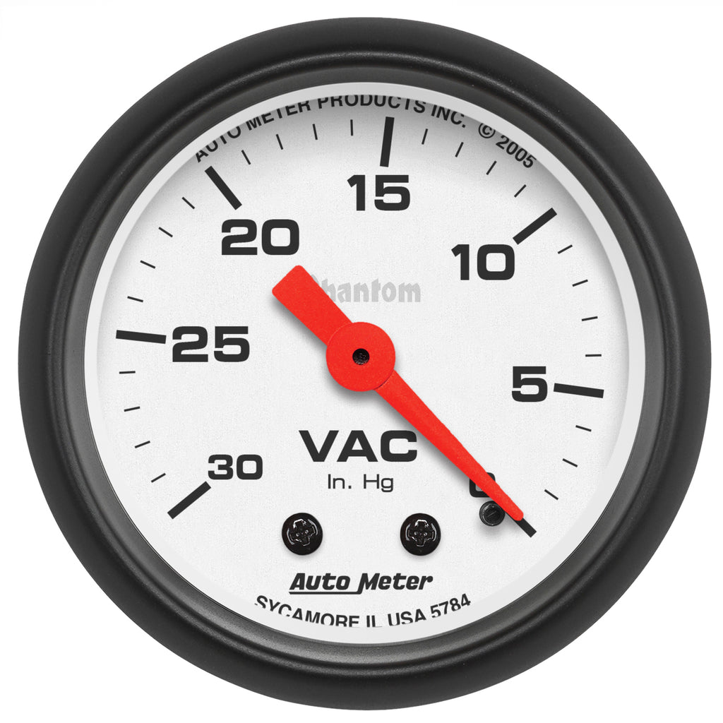 AutoMeter 5784 GAUGE, VACUUM, 2 1/16", 30INHG, MECHANICAL, PHANTOM